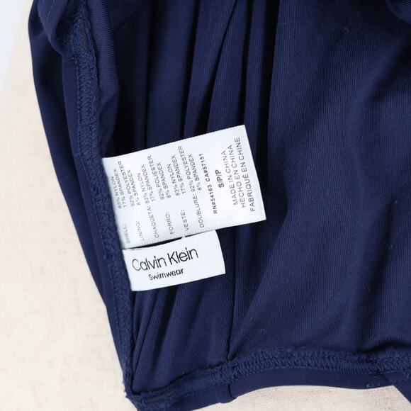 Calvin Klein Women Navy Stretch Tummy Control Ruched Swimwear Tankini Top Size S - Picture 6 of 6